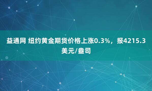 益通网 纽约黄金期货价格上涨0.3%，报4215.3美元/盎司