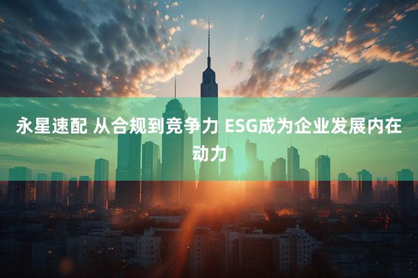 永星速配 从合规到竞争力 ESG成为企业发展内在动力