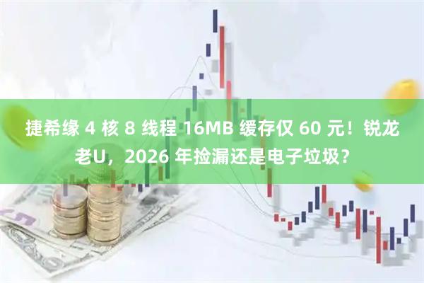 捷希缘 4 核 8 线程 16MB 缓存仅 60 元！锐龙老U，2026 年捡漏还是电子垃圾？
